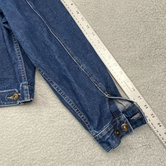 Vintage Jean Jacket Large Women Blue Faux Fur Collar Removeable Heavy‎ EUC - Picture 13 of 15